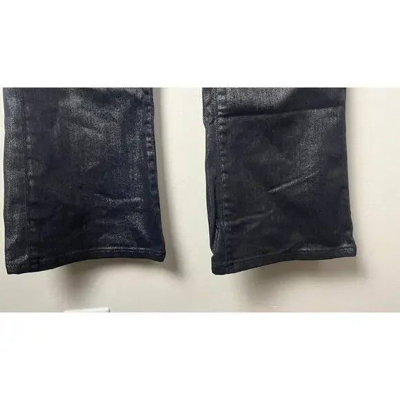 RALPH LAUREN BLACK LABEL GUNMETAL WAX WIDE LEG JEANS - Picture 8 of 12